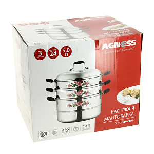 Трехуровневая мантоварка с индукционным дном Agness, 5л 000000000001165843