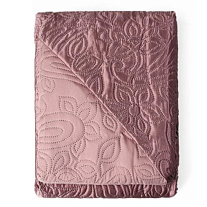 Покрывало 240х260см DE'NASTIA Палермо двустороннее атласное/матовое розовое 100% полиэстер 000000000001168964