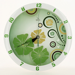 Часы настенные П1-7327/7-301 Зелёные узоры 000000000001158300