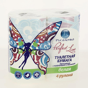 ТУАЛЕТНАЯ БУМАГА белая4 рулона РУСАЛОЧКА  070758 000000000001198921