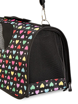 Переноска для животных 46х30х20см формованная СЕРДЕЧКИ черный 000000000001227865