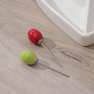 Менажница 2 ячейки Эстет шпажки 6шт белый керамика 000000000001210817