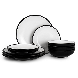 Набор столовой посуды 12 предметов White gray (обеденная 26,5см-4шт/десертная 20см-4шт/салатник 17,5см-4шт) керамика 000000000001217937