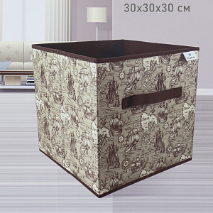 Коробка для хранения 30x30x30см РУТАУПАК МОРСКАЯ ИСТОРИЯ без крышки ручки ткань 000000000001211965