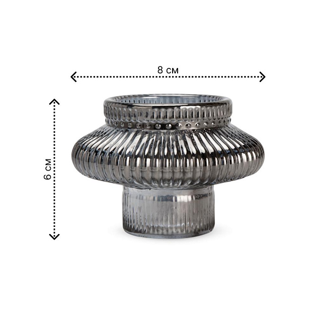 Подсвечник двухсторонний 6х8см серый стекло 000000000001223639