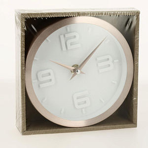 Часы настенные кварцевые Стиль белый (корпус из алюминия, циферблат из полистирола, питание от батарейки типа AA 15x4,2см 79655 000000000001185760