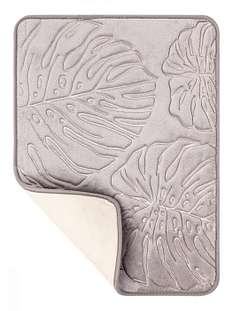 Коврик для ванной 50x70см DE'NASTIA ТРОПИКИ memory серый полиэстер 000000000001207519