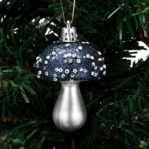 Декоративное украшение Набор 3шт 7см Грибы серия Голубая пластик 000000000001224117