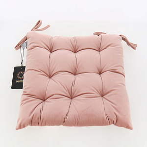Подушка на стул 40х40см DE'NASTIA розовая велюр 100% полиэстер 000000000001209647