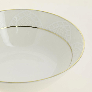 Салатник 16см DE'NASTIA KALIPSO белая с золотой каймой фарфор 000000000001209955