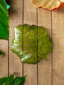 Блюдо сервировочное 13см EFE GLASS Лист прозрачное зеленый стекло 000000000001213524