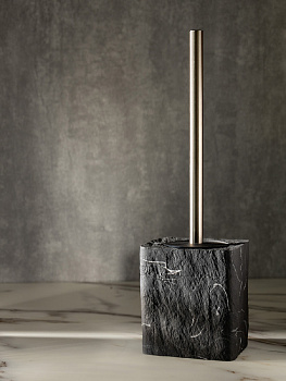 Щетка для унитаза DE'NASTIA Мрамор с подставкой темно-серый полирезина 000000000001218898