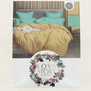 Комплект постельного белья ЕВРО Love Story наволочки 2шт 70х70см простынь 220х200см пододеяльник 215х200см 100% полиэстер микс/ЕВРО 000000000001205992