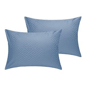 Наволочки 2шт 50х70см DE'NASTIA JQ меандр сатин синий хлопок 000000000001215821