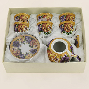 Набор чайный (13) 6 чашек 250мл+6 блюдец+чайник 1000мл, подар.уп ,CM-F13-SGB-018 000000000001170024