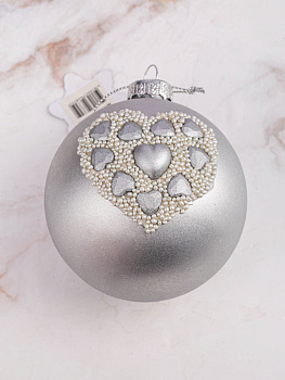Украшение декоративное Шар 1шт 10см DARLENS серебро стекло 000000000001209972