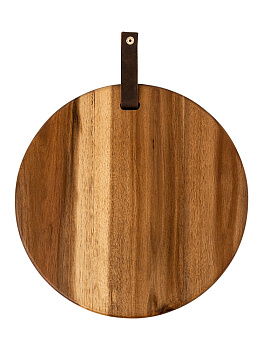 Доска сервировочная 26см DE'NASTIA круглая с узором коричневый дерево 000000000001209749