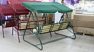 Качели садовые КОРПОРАЦИЯ КЕМПИНГ Отдых1-Р 2100х1500х1688см/2175х730х130см 46кг трехместные раскладные с тентом полимерно-порошковое покрытие 000000000001038901