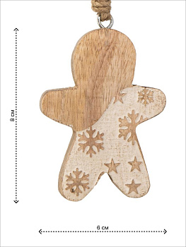 Декоративное украшение 6х1,5х8см DE'NASTIA Пряник  белый дерево манго 000000000001229672