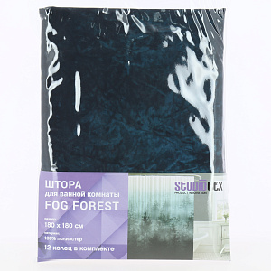 Штора для ванной комнаты 180х180см 12 колец STUDIOTEX Fog Forest. Водоотталкивающая пропитка. Можно стирать в машинке на 30 градусах. Полиэстер 000000000001211944
