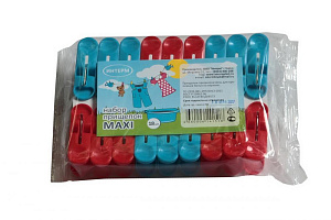 Набор прищепок 18штук ИНТЕРМ MAXI индивидуальная упаковка полипропилен К0412 000000000001204540