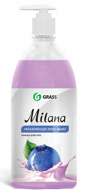 Мыло жидкое/крем очищает/увлажняет деликатный уход с дозатором черника в йогурте Milana GRASS 126301 1000мл 000000000001198782