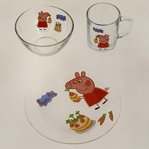 Набор детской посуды 3 предмета (салатник/кружка/тарелка) КОРАЛЛ Свинка Пеппа 000000000001161958