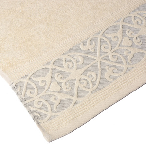 Полотенце махровое 100х150см LUCKY Вензельный бордюр светло-бежевый хлопок 100% 000000000001213132