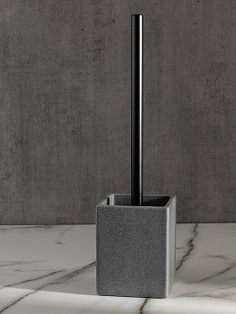 Щетка для унитаза 9,5x12х37см DE'NASTIA Quadro с подставкой серый полирезина 000000000001227012