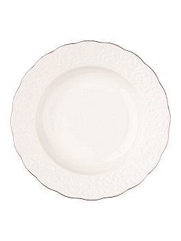 Тарелка суповая 22см 200мл DE'NASTIA IREM белая с медной каймой фарфор 000000000001209949