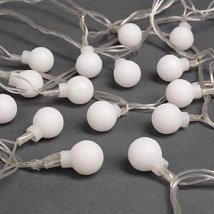 Гирлянда-Нить 5м 20LED LUAZON LIGHTING IP20 220В с насадками Шарики белые прозрачная нить свечение RG/RB мигание с насадками 000000000001207988