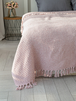 Покрывало 150x200см DE'NASTIA розовый вафельное меланж хлопок 000000000001229654