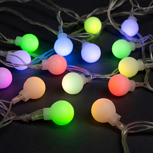 Гирлянда-Нить 5м 20LED LUAZON LIGHTING IP20 220В с насадками Шарики белые прозрачная нить свечение RG/RB мигание с насадками 000000000001207988