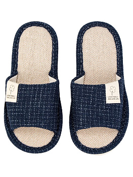 Тапочки домашние 36-37 женские открытые текстильные синий полиэстер/ПВХ 000000000001228893