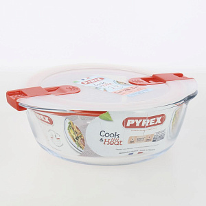 Форма для запекания и хранения 20х18x7см 1л PYREX с крышкой круглая стекло 000000000001211369