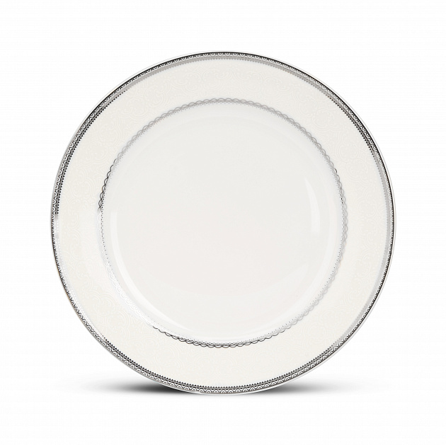 Тарелка десертная 19см Анжелика с серебром фарфор 000000000001219769