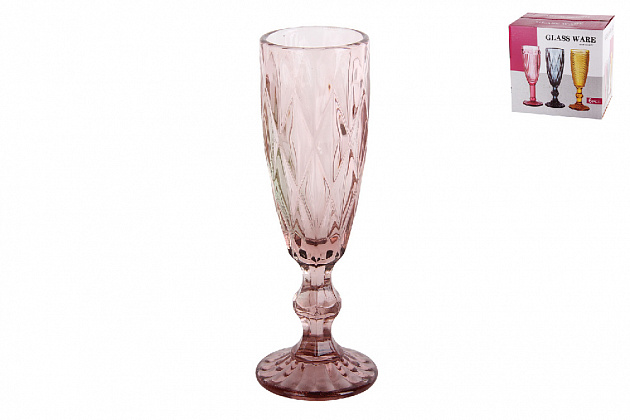 Набор бокалов для вина 6шт/20см 180мл розовое стекло Коралл Тебриз 3927 000000000001197669