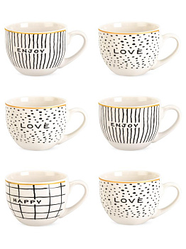 Набор кружек 6шт 250мл Геометрия в ассортименте керамика 000000000001228624