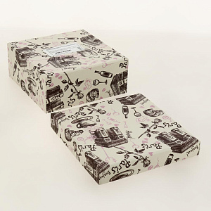 Коробка 15х15х5см Утро в Париже подарочная квадрат 000000000001205108