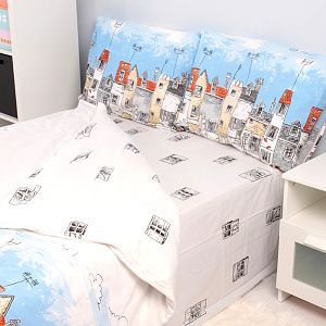 Комплект постельного белья Город Волшебная Ночь, 1.5 спальный, 2 наволочки 70?70 см, х/б 000000000001129395