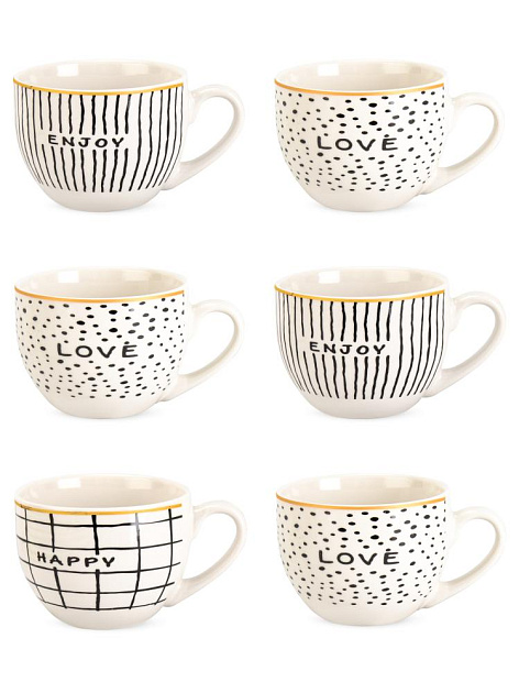 Набор кружек 6шт 250мл Геометрия в ассортименте керамика 000000000001228624