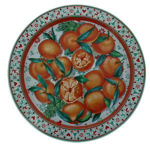 Поднос d37,9см НОВЫЙ АРГУМЕНТ Мандарины круглый жестяной 000000000001192888