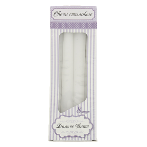 Набор свечи столовые 8шт Дольче Вита белые 000000000001209292