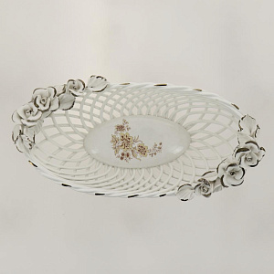 Конфетница 9х28х15см ПОВОД Ладья с лепкой белая керамика 000000000001171111