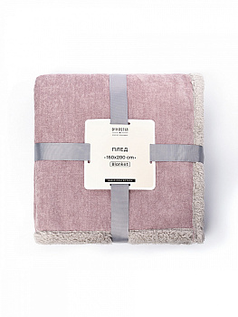 Плед 150x200см DE'NASTIA twinsoft сиреневый/серый шенилл/шерпа полиэстер 000000000001229830