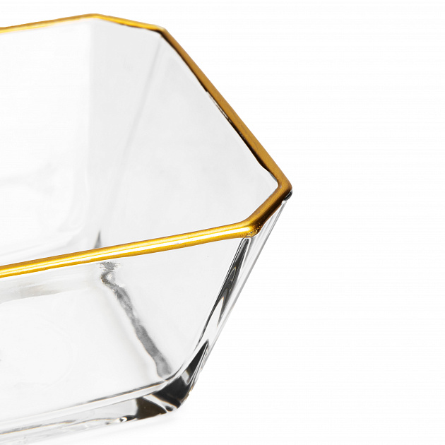 Салатник квадратный 10см GLASSCOM с золотой каймой стекло 000000000001219173