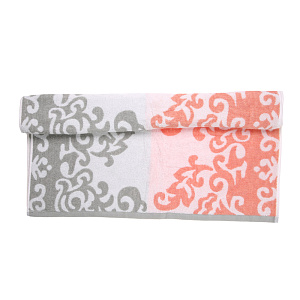 Полотенце DE'NASTIA Узоры 70х130см бело-коралл 100%Хлопок T000081 000000000001123010