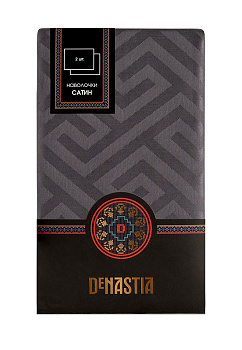 Наволочки 50х70см-2шт DE'NASTIA JQ меандр темно-серый сатин хлопок-100% 000000000001215612