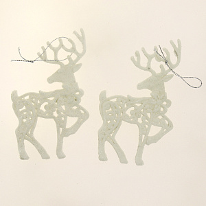 Декоративное украшение 13,5см Олень 2шт белый R010510 000000000001191492
