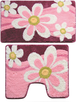 Набор ковриков для ванной комнаты, 50х80 + 50х50 см, полиэстер-акрил, Merry Camomile, Milardo, 360PA68M13 000000000001078364